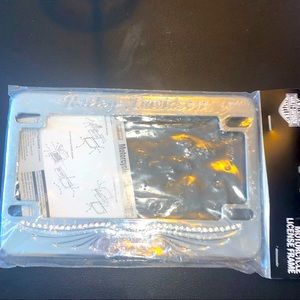 Harley Davidson Motorcycle License Plate Frame Cover w Rhinestones